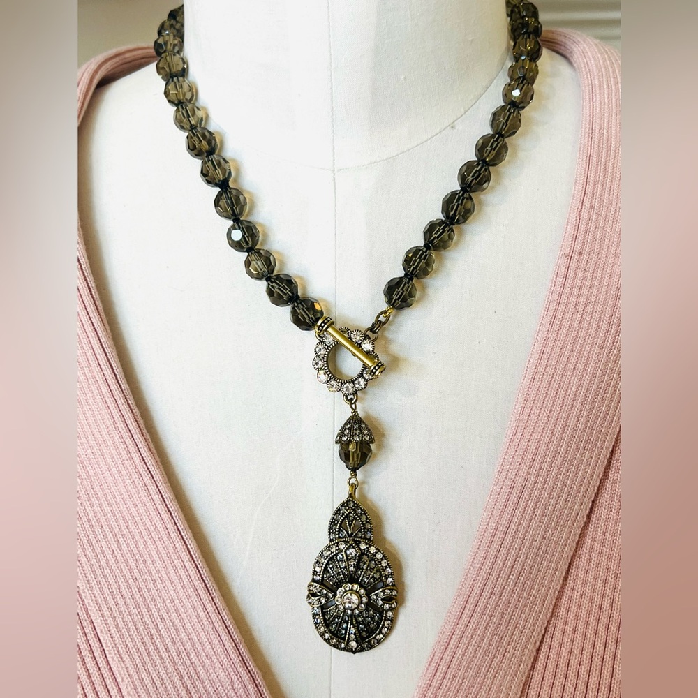 Heidi Daus Vintage Toggle DECO Necklace with Swarovski Crystals like new